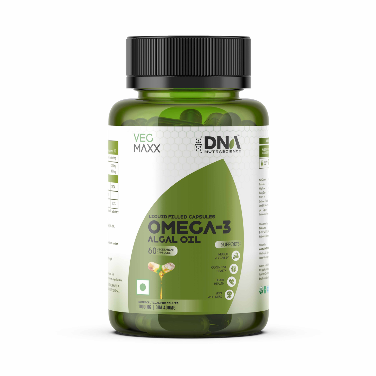 Veg Maxx™ Algal DHA (Vegetarian Omega-3) – 1000mg | Pure Brain & Heart Fuel