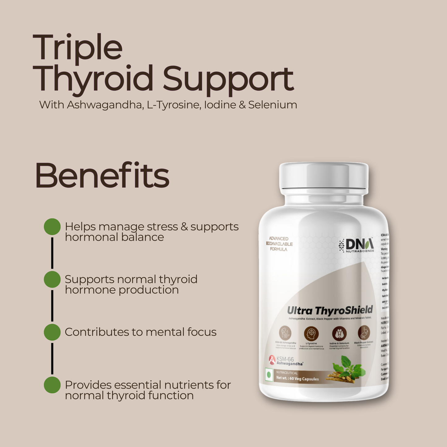 Ultra ThyroShield – KSM-66 Ashwagandha + L-Tyrosine | Thyroid & Metabolism Support