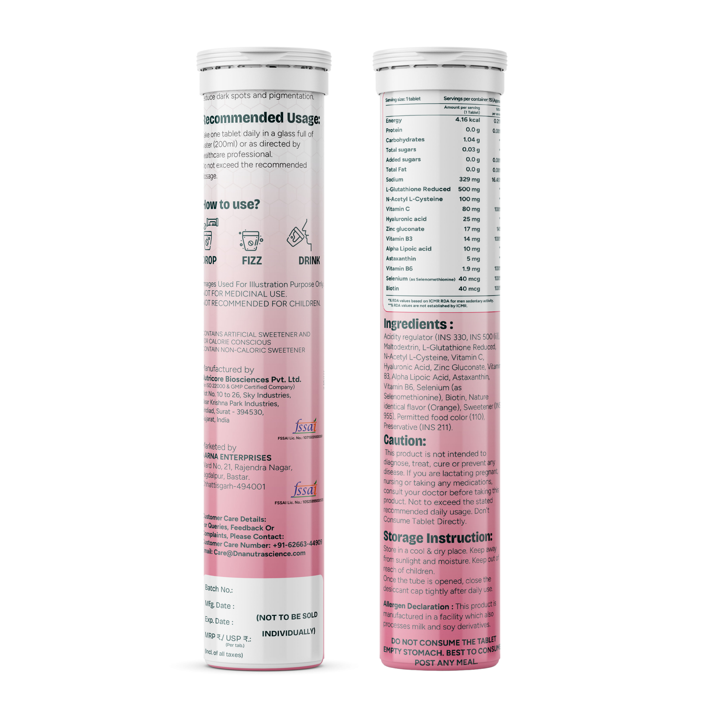 GlutaReglow™ – 500mg Reduced L-Glutathione Effervescent | Skin Brightening & Detox