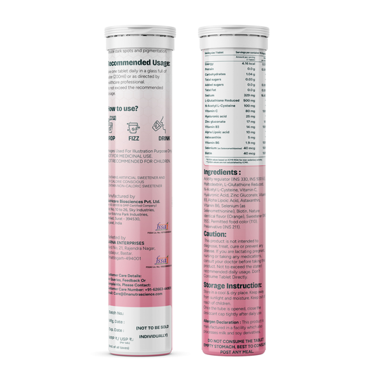 GlutaReglow™ – 500mg Reduced L-Glutathione Effervescent | Skin Brightening & Detox