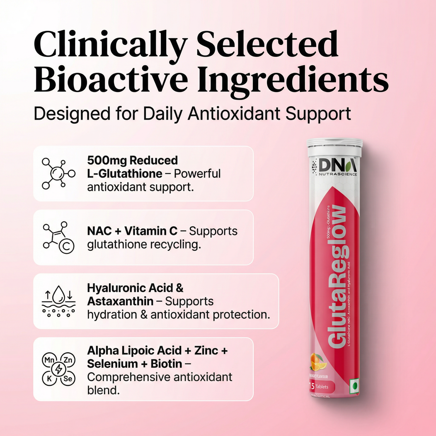 GlutaReglow™ – 500mg Reduced L-Glutathione Effervescent | Skin Brightening & Detox