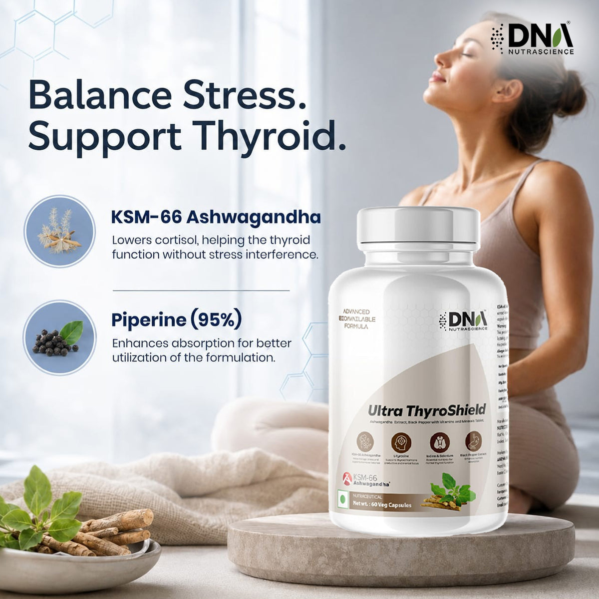 Ultra ThyroShield – KSM-66 Ashwagandha + L-Tyrosine | Thyroid & Metabolism Support