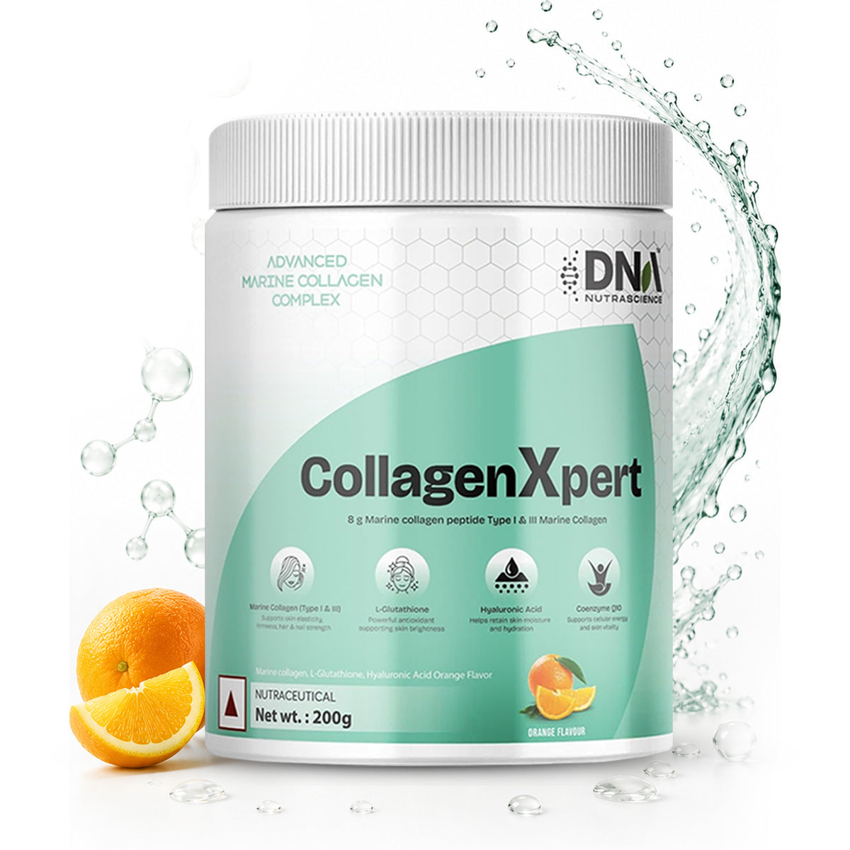 CollagenXpert™ Advanced Marine Complex – 8g Collagen + Glutathione & HA | Orange Flavor
