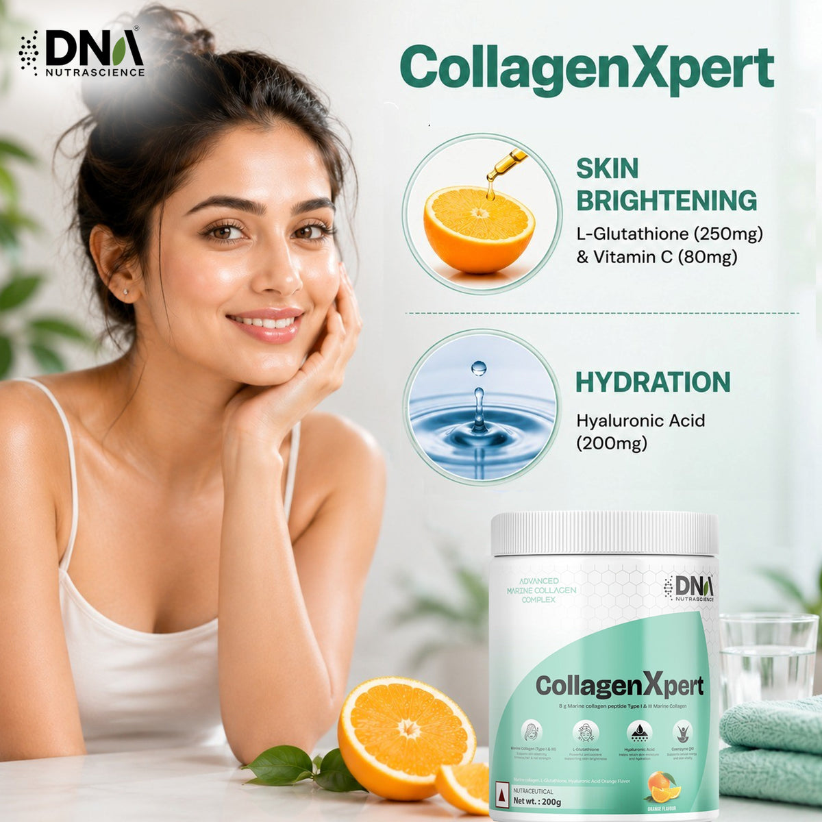 CollagenXpert™ Advanced Marine Complex – 8g Collagen + Glutathione & HA | Orange Flavor